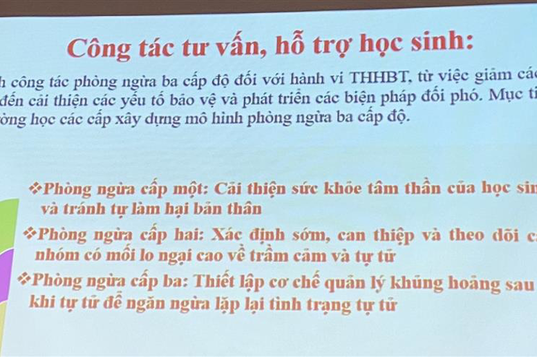 Công tác tư vấn, hỗ trợ học sinh là một trong những biện pháp cần thiết để phòng ngừa hành vi tự hủy hoại bản thân