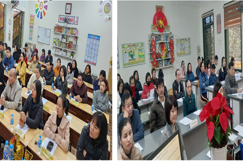 Hình ảnh cha mẹ học sinh ngồi dự Hội nghị CMHS lần thứ hai