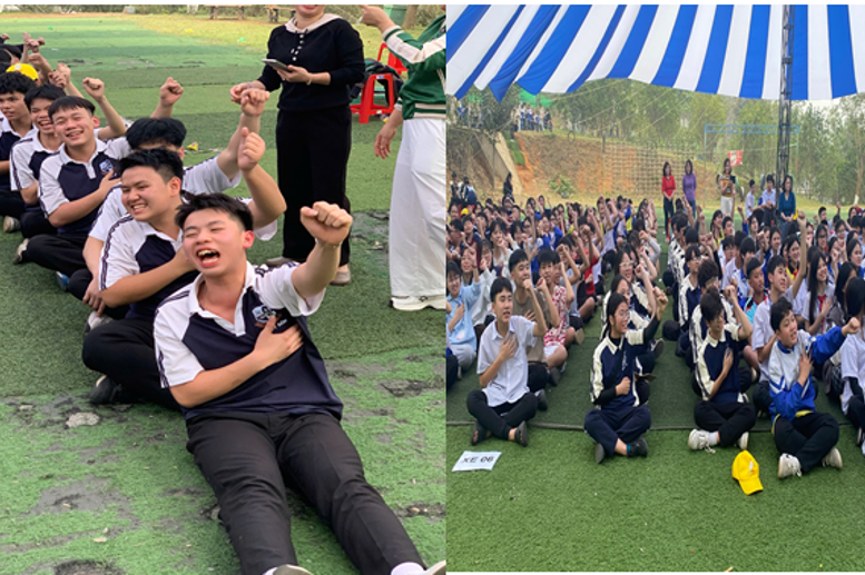 Học sinh hào hứng chơi Team Buidding