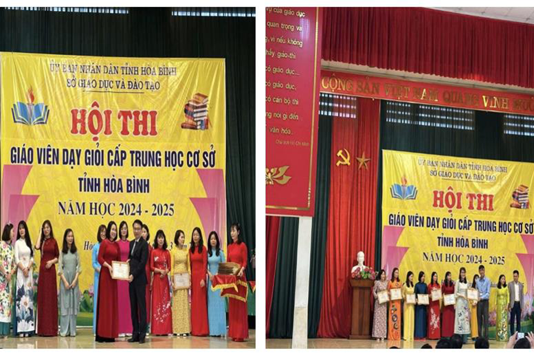 Cấp Tỉnh: Giải Nhì môn Tiếng Anh - cô giáo Nguyễn Thị Thái Hoà; Giải Ba môn KHTN - cô giáo Bùi Thị Xuân