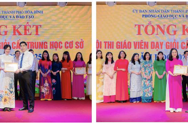 Cấp Thành phố: Giải Ba môn Ngữ Văn - cô giáo Bùi Thị Châm, cô giáo Lã Thị Thu Hiền